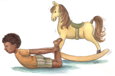 posture du cheval à bascule - yoga enfant